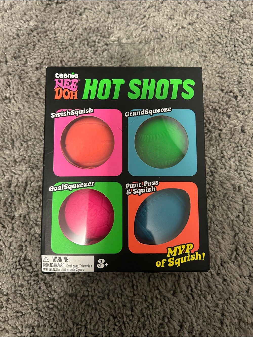 teenie NEE DOH Hot Shots Squishy Ball Set - Pink, Green, Blue, Red